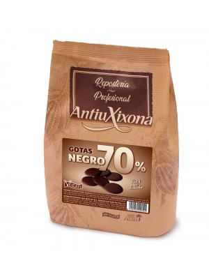 Gotas o pepitas de Chocolate Negro, cobertura para fundir: 70% cacao 1KG - Antiu Xixona
