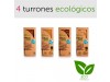 Pack 4 turrones ecológicos Jijona Alicante piedra chocolate con almendras