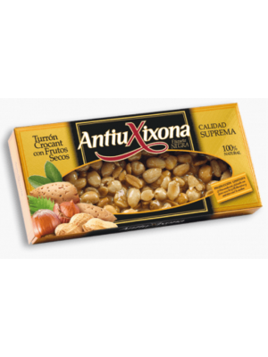 Caja de 14 unidades de Turrón Crocant con Frutos Secos Antiu Xixona Etiqueta Negra 150g