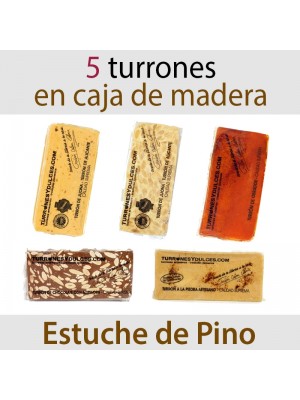 Lote de 5 Turrones en Estuche de Madera