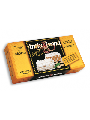 Caja de 24 uds. Turrón de Alicante (duro) Antiu Xixona Etiqueta Negra 250g