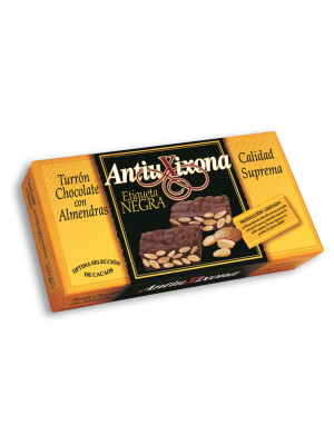 Turrón de Chocolate con Almendras Antiu Xixona Etiqueta Negra 200g