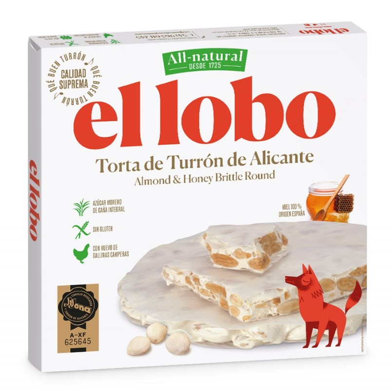 Torta de Turrón Duro Alicante El Lobo 200 Gramos,