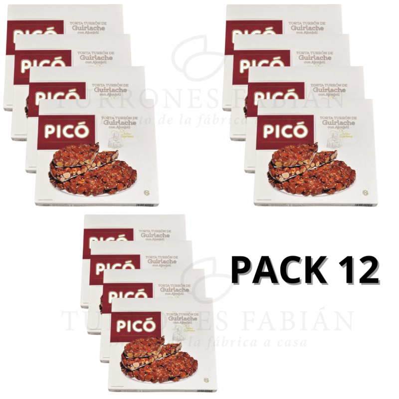 12 UNIDADES DE TORTAS DE TURRON DE GUIRLACHE PICO 150 GRS