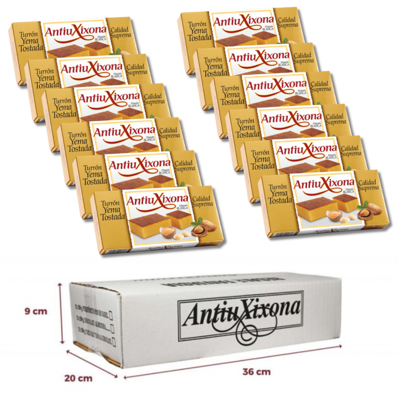 CAJA 12 UNIDADES TURRÓN YEMA TOSTADA ANTIU XIXONA