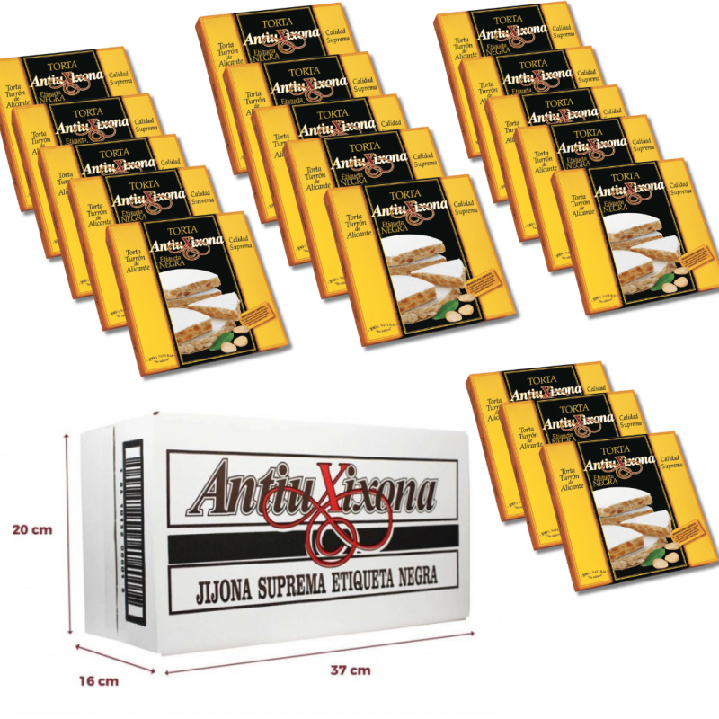 CAJA 18 UNIDADES TORTA DE TURRON ALICANTE DURO - 200G ANTIU XIXONA