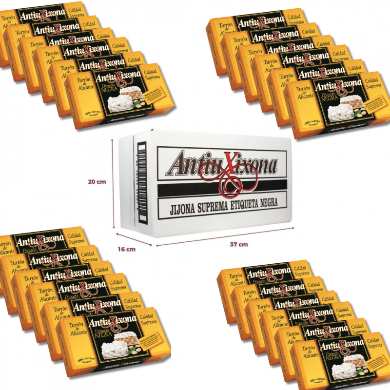 CAJA DE 24 UNIDADES TURRON ALICANTE DURO ANTIU XIXONA ETIQ NEGRA