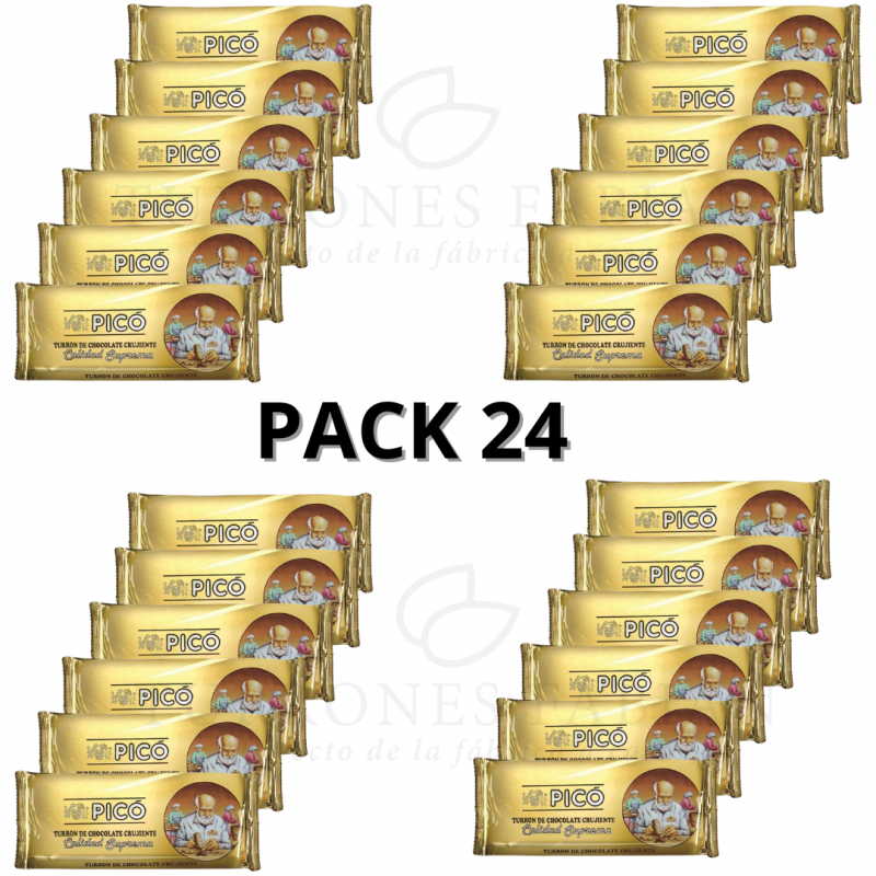 24 UNIADES DE TURRON DE CHOCOLATE CRUJIENTE PICO 200 GRS