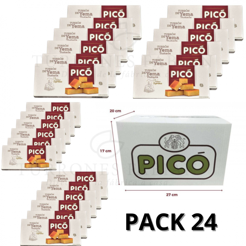 CAJA DE 24 UNIDADES DE TURRON DE YEMA PICO 200 GRS 