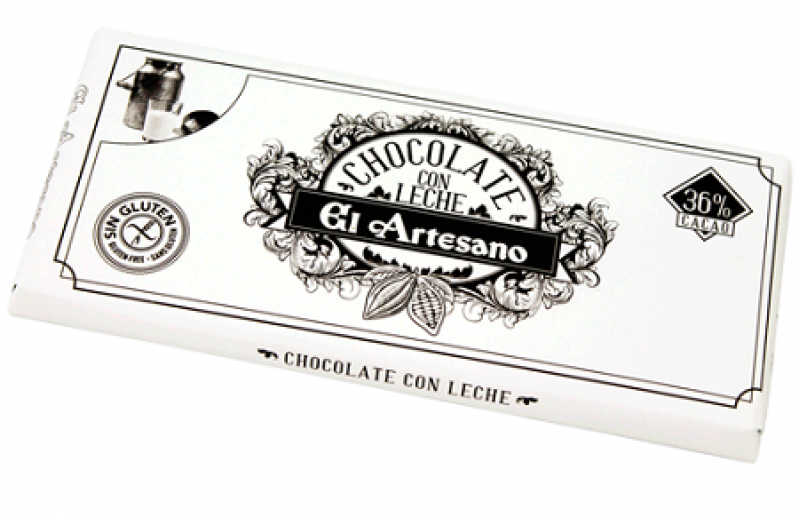 Turron de chocolate con leche 36% marca El Artesano barra de 150 grs