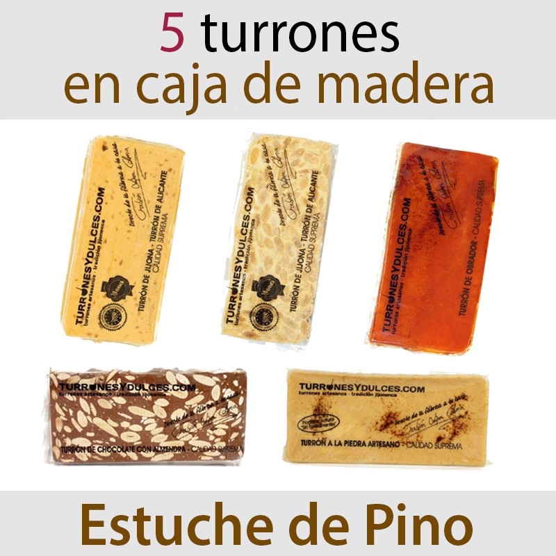 Lote de 5 Turrones en Estuche de Madera