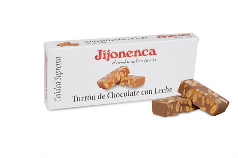 Turrón Chocolate con Leche con Almendras 300g - Estuche Jijonenca