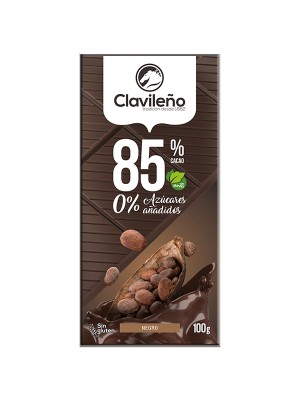 Chocolate Negro 85% Cacao con Stevia sin Azúcares Añadidos 100g - Chocolates Clavileño