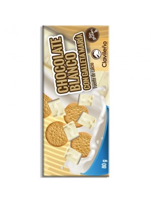 Chocolate Blanco con Galleta María 80g - Chocolates Clavileño