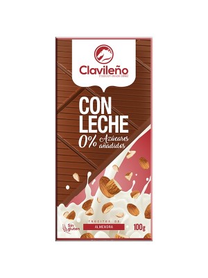 Chocolate con Leche y Almendras sin Azúcares Añadidos 100g - El Clavileño
