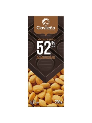 Chocolate Puro 52% Cacao con Almendras 200g - El Clavileño