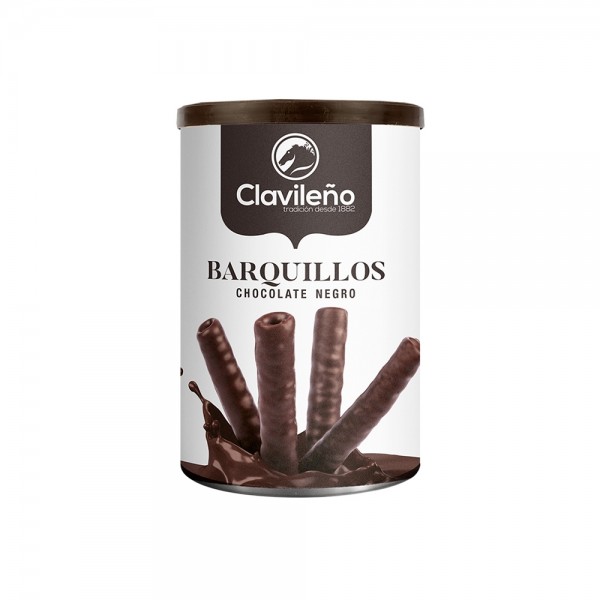 Barquillos cubiertos de chocolate negro