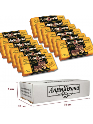Caja de 12 unidades de Turrón de Chocolate con Almendras Antiu Xixona Etiqueta Negra 200g