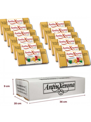 Caja de 12 unidades de turrón de Fruta Antiu Xixona 250gr Etiqueta Blanca