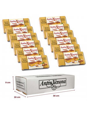 Caja de 12 unidades de Turrón de Yema Tostada 200g Antiu Xixona etiqueta blanca