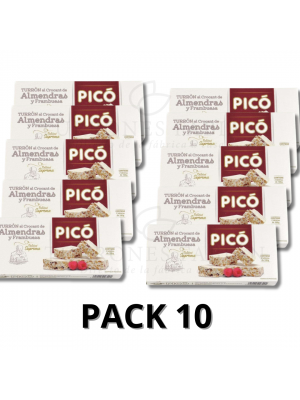 10 UNIDADES DE TURRON AL CONCANT DE ALMENDRA Y FRAMBUESA PICO 200GRS