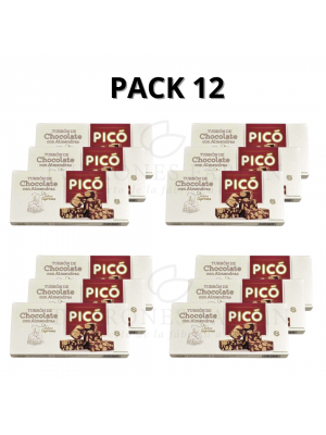 12 UNIDADES DE TURRON DE CHOCOLATE CON ALMENDRAS PICO 250GRS