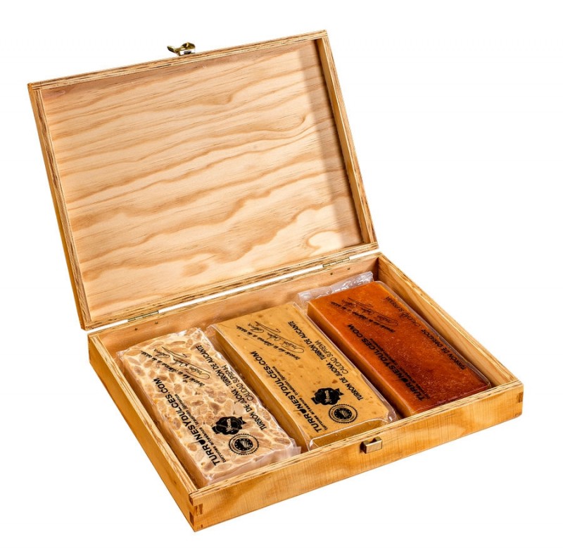 Caja Madera con Tapa para tres Turrones