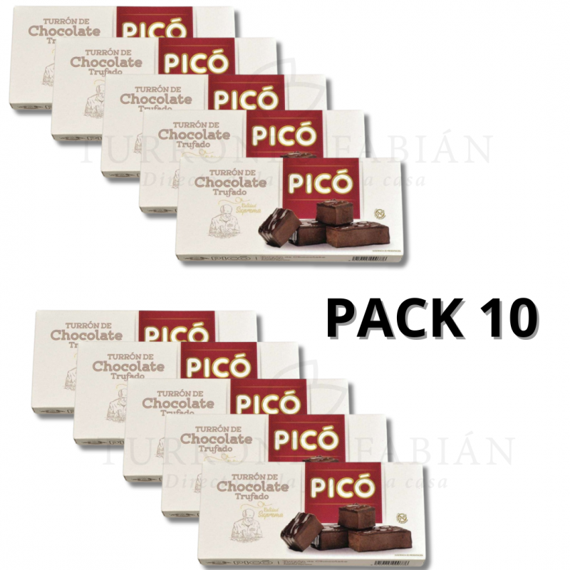 10 UNIDADES DE TURRON DE CHOCOLATE TRUFADO PICO 200 GRS