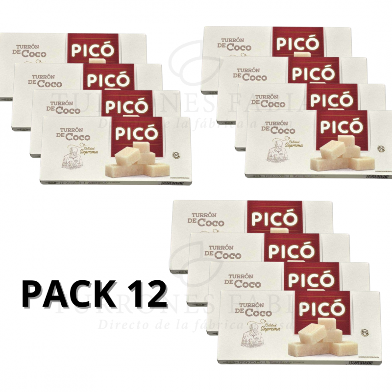 12 UNIDADES DE TURRON DE COCO PICO 200 GRS