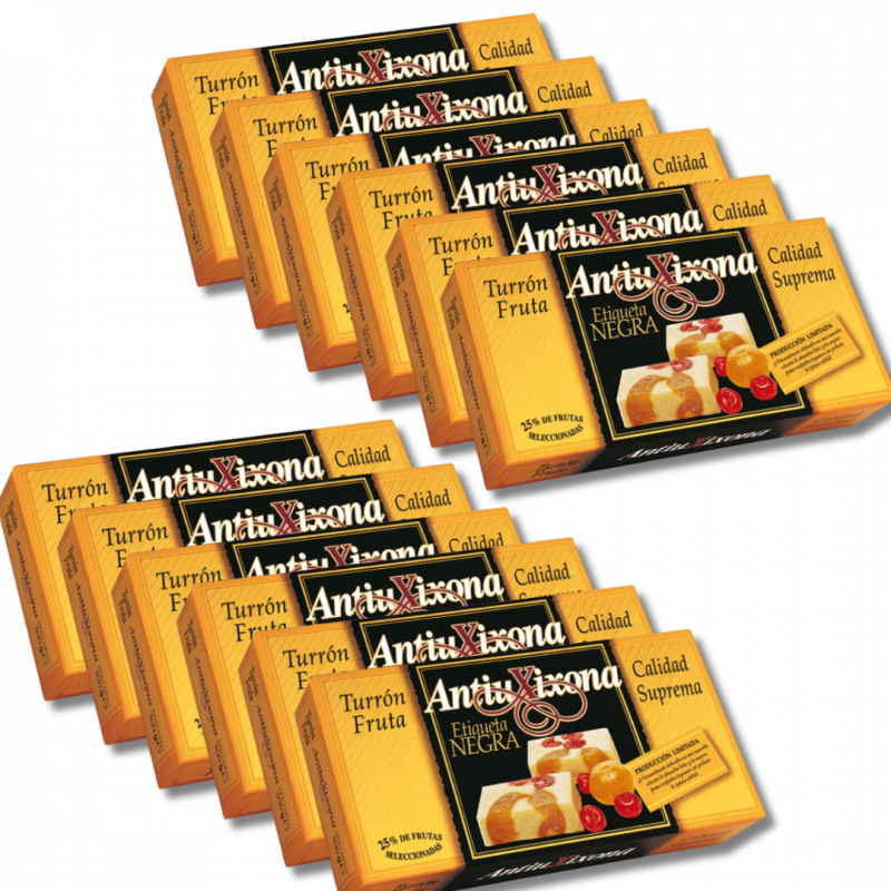  12 UNIDADES DE TURRON DE FRUTA ANTIUXIXONA ETIQ NEGRA 200G 