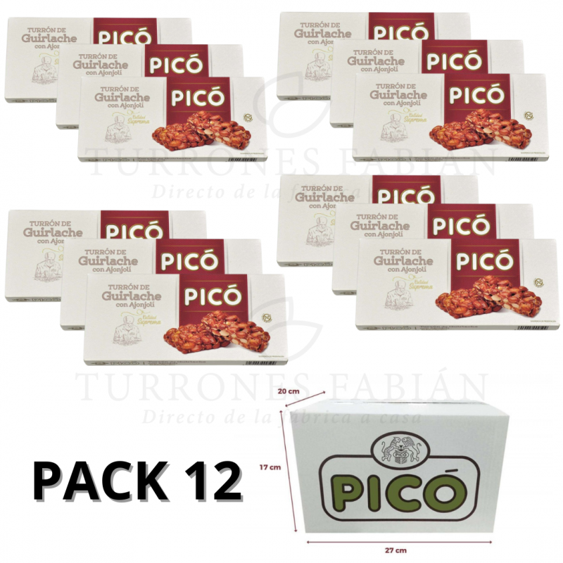 CAJA DE 12 UNIDADES DE TURRON GUIRLACHE PICO 200 GRS 