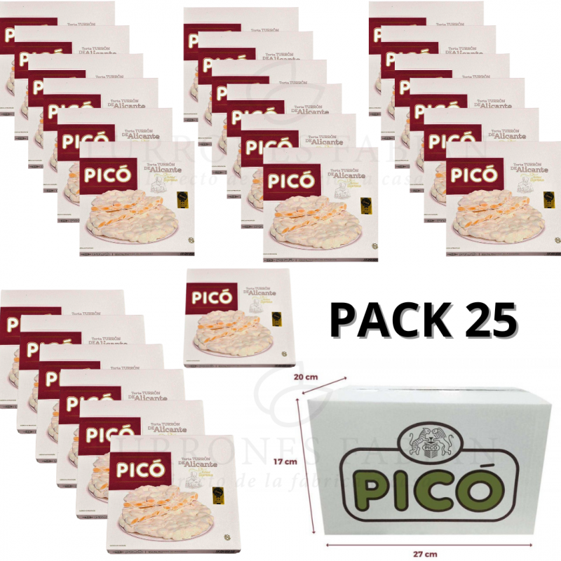 CAJA DE 25 UNIDADES DE TORTAS DE TURRON DE ALICANTE 120GRS 