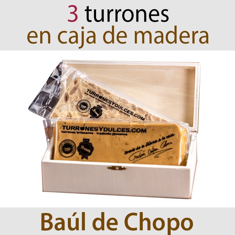 Lote de 3 Turrones en Caja de Madera