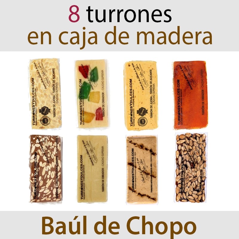 Lote de 8 Turrones en Baúl de Madera
