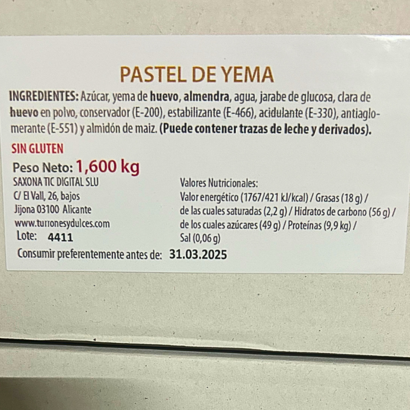 INGREDIENTES Y TABLA NUTRICIONAL