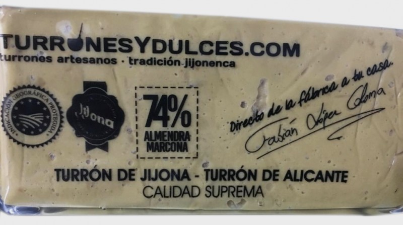 Turrón de Jijona 74% almendra