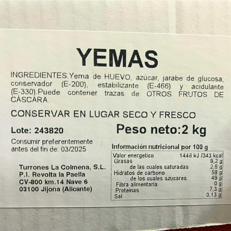 INGREDIENTES Y TABLA NUTRICIONAL