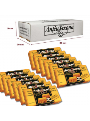 Caja de 12 unidades de Turrón de Yema Tostada Antiu Xixona Etiqueta Negra 200g