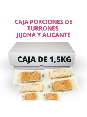 Porciones de Turrón Blando (Jijona) y Duro (Alicante) en cajas a granel - Caja de 1,5kg (60 unidades aprox)