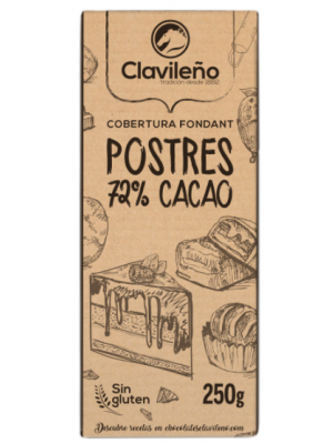 Cobertura de chocolate negro 72% para postres Clavileño 250g