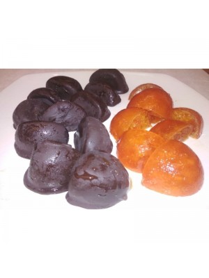 Cuartos de mandarina con Chocolate Negro a granel en formato de 1kg o 5kg.