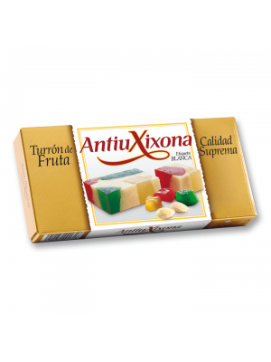 Caja de 12 unidades de turrón de Fruta Antiu Xixona 250gr Etiqueta Blanca