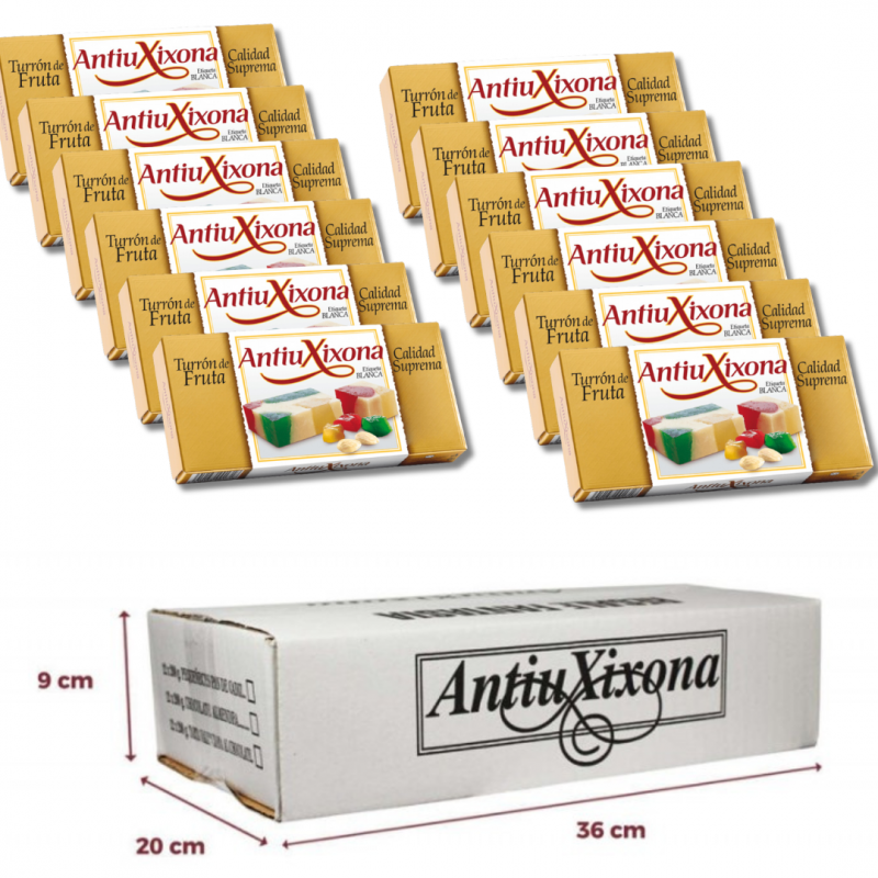 CAJA DE TURRON DE FRUTA 12 UNIDADES DE TURRON ANTIU XIXONA