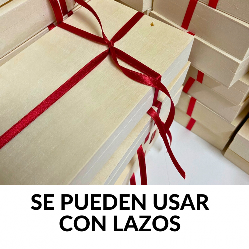 CAJA DE MADERA CON TURRON Y LAZOS