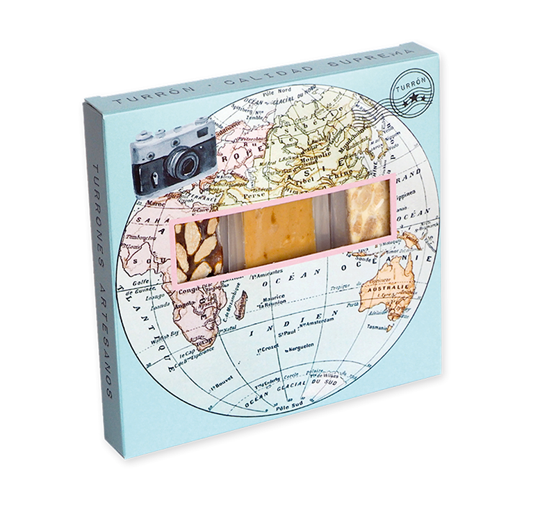 Pack porciones de turrón "Bola del mundo" 3 unidades