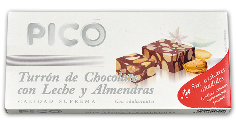 Turrón chocolate con almendra sin azúcar