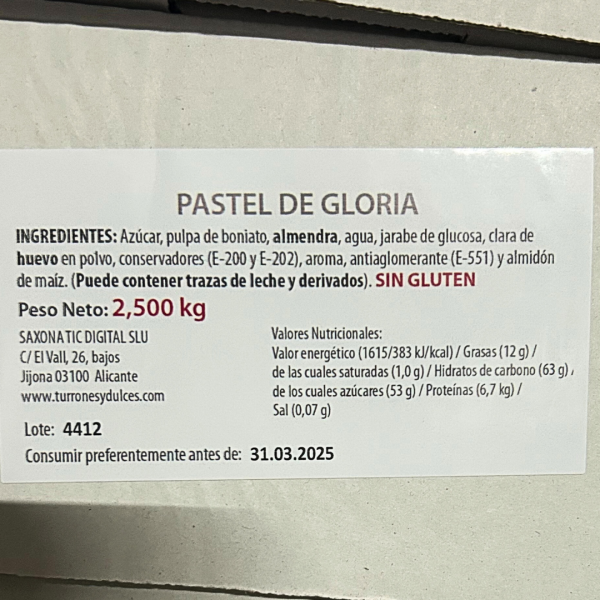 INGREDIENTES Y TABLA NUTRICIONAL