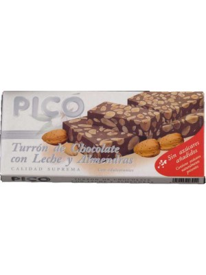 Caja de 12 unidades de Turrón de Chocolate con Almendras Pico Sin Azúcares Añadidos 200grs