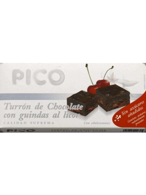 Caja de 10 unidades de Turrón de Chocolate con guindas al Licor Pico