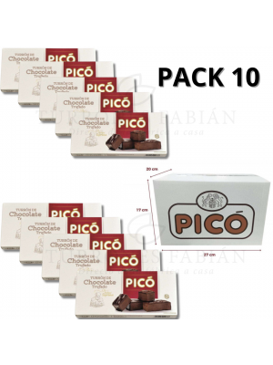 CAJA DE 10 UNIDADES DE TURRON DE CHOCOLATE TRUFADO PICO 200 GRS